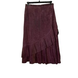 Terry Lewis Classic Luxuries‎ leather suede burgundy purple skirt. Size 12P